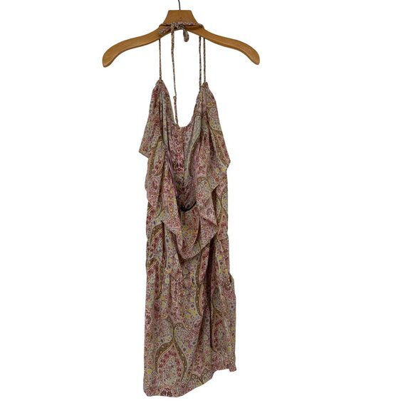 Zara Woman Paisley Silk Ruffle Dress size large Boho Chic Summer Style - Picture 6 of 8
